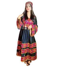 Vestido de mujer afgano informal largo de estilo único para mujer Diseño de parche floral bordado disponible en varios tamaños y colores - Product Image 4