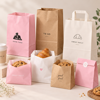 Sacs en papier kraft biodégradables roses personnalisés avec logo, résistants à la graisse, pour mini-beignets, biscuits et chocolats – Vente chaude