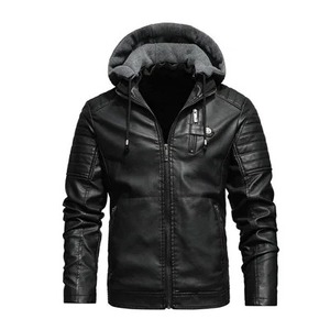 Maxulla Winter Men's Leather <b>Jacket</b> Men's Fleece Motorcycle Hooded <b>Jackets</b> Casual Outwear Thermal Leather <b>Jackets</b> Men Clothing - Product Image 5