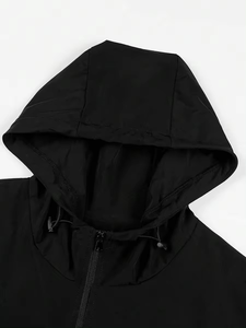Men Slogan Graphic Drawstring Hooded Windbreaker Jacket Premium Quality Men for Use in Spring Zip up Track Windbreaker <b>Hoodie</b> - Product Image 6