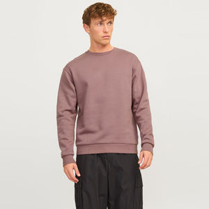 เสื้อสเวตเชิ้ตผู้ชายแบบปรับแต่งได้สำหรับฤดูหนาว ผ้าฝ้าย 100% ไม่มีฮู้ด ออกแบบโลโก้ได้ ทรงหลวม ไหล่ตก คอวีถัก แขนยาว - Product Image 2