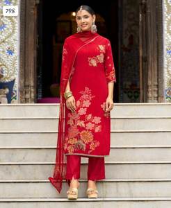 Vêtements traditionnels indiens, vêtements ethniques, tissu en soie pure, multicolores, Kurti/Kurta en gros avec ensemble Dupatta, viscose, evergreen - Product Image 3