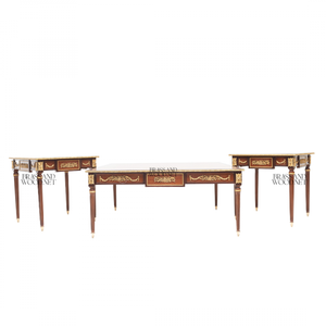 Ensemble de table basse en bois classique de luxe avec incrustations carrées - Product Image 2