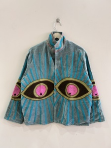 Veste courte en velours brodée Suzani, nouveau style bohème unisexe - Product Image 2