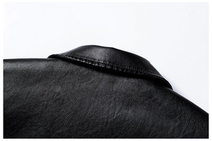 Vestes en cuir PU de haute qualité pour hommes printemps automne hiver porter à la mode solide col montant avec toile veste d'hiver chaude - Product Image 3