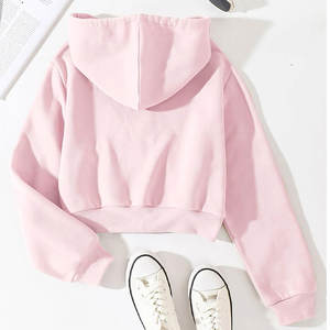 Venta al por mayor de alta calidad recortada superior Sudadera con capucha de moda al aire libre elegante de manga completa de longitud Crop Top mujeres Sudadera con capucha con color personalizado - Product Image 2