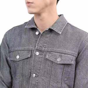 Chaqueta vaquera con bolsillo y cremallera para hombre, chaqueta vaquera hecha de algodón de tela, ropa de calle, chaqueta vaquera para hombre - Product Image 6