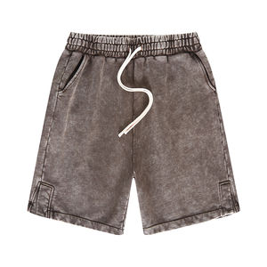 Custom 100% Cotton Acid Wash <b>Shorts</b> for <b>Men</b> Quick Dry Summer Casual Streetwear Vintage Sun Faded Look Solid Pattern <b>Men's</b> <b>Shorts</b> - Product Image 3