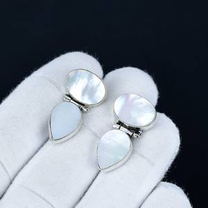 Pendientes de Plata de Ley 925 con Incrustaciones de Nácar, Cristales, Ideales para Mujeres, Regalos de Aniversario y Navidad - Product Image 2