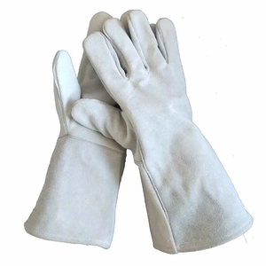 Gants de gantelet en cuir de vache fendu Gants de soudage de construction à long travail Protection thermique ignifuge Anti-impact Travail lourd - Product Image 2