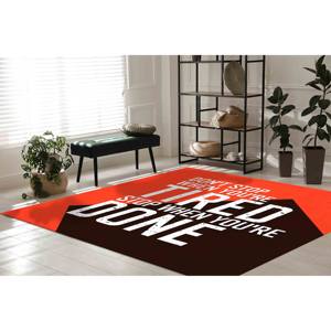 Alfombra Estampada Negra y Roja, Alfombra Delgada, Alfombra de Chenilla - Product Image 3