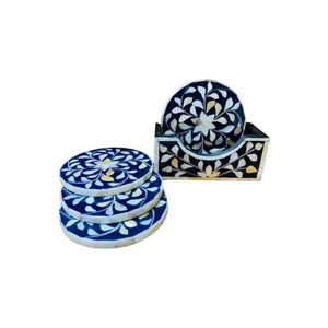 Floral Pattern Ceramic Coaster Set of 4 with Holder Polished Animal/Religious Design for Any Occasion Best Price - Product Image 1