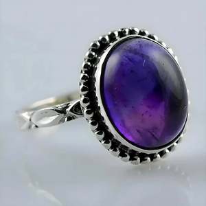 Navya Craft Women's Boho <b>Statement</b> <b>Ring</b> Handmade 925 Sterling Silver Amethyst Bezel Setting One Size Fits All Size 4 14 Gift - Product Image 2