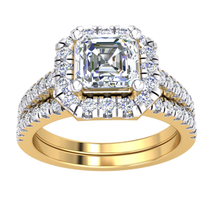 Elegante Anillo de Diamante Cultivado en Laboratorio de Oro Blanco y Amarillo de 9K para Mujer, 1.42 Quilates, Claridad VS, Color EF, Corte Brillante, Joyería IGI - Product Image 1