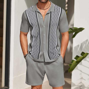 Custom Luxury <b>Men's</b> Winter Short <b>Shirt</b> and <b>Beach</b> Shorts Set Short Sleeve Velour Fabric Eco-Friendly 3D Pattern Sporty Design - Product Image 4