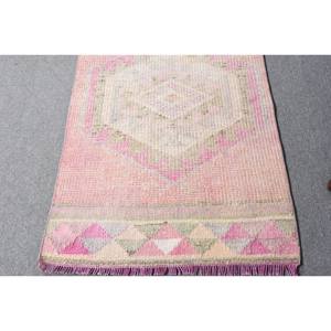 Alfombra turca bohemia de área grande Vintage 280 X 1030ft Patrón rectangular clásico Material de lana Respaldo de látex disponible Rosa Verde - Product Image 4