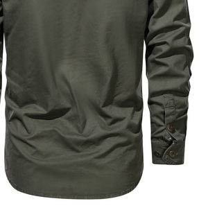 Chemises cargo décontractées personnalisables de haute qualité pour hommes, manches longues, tissu tricoté respirant, saison d'automne, service teint uni - Product Image 6