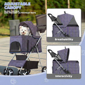 TH-PPS-399 Poussette Pliable à Quatre Roues pour Animaux de Compagnie avec Cabine Grande Capacité Tissu Imperméable et Sangles de Sécurité - Product Image 5