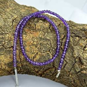 Natural púrpura amatista facetado Rondelle cuentas delicado gargantilla collar 4-6mm piedras preciosas collares de moda para mujeres niñas a granel - Product Image 6