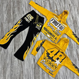 Ensemble de survêtement streetwear léger pour homme personnalisé en 2 pièces, de haute qualité, 100% coton, antibactérien, design évasé - Product Image 1