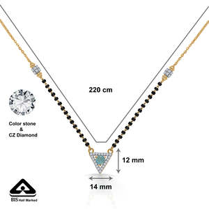 สร้อยคอทองคำสีเหลืองประดับมุกสีน้ำเงินแบบโมเดิร์นสำหรับผู้หญิง - Product Image 5