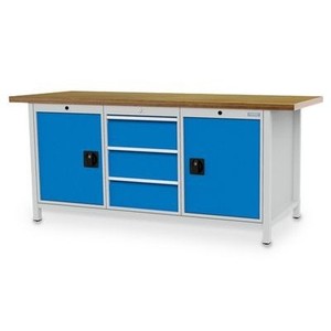 Banco da lavoro Kastenwerkbank 2000 x 750 x 859 mm LxTxH 2 Porte a battente 3 Cassetti - Product Image 1