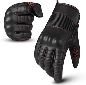 Venta al por mayor de dedo completo de cuero de cabra pantalla táctil guantes de moto para los hombres con logotipo personalizado guantes de motorista de protección - Product Image 1