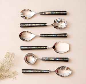 Cuchara de acero inoxidable hecha a mano de nuevo estilo, juego de 6 uds., utensilios de cocina para el hogar para bodas, fiestas de cumpleaños, juego de cucharas de cubiertos de Metal - Product Image 1