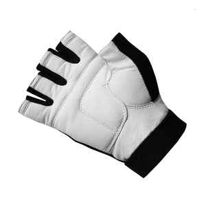 Gym Fashionable <b>Weight</b> Lifting High Quality Athletic Works Half Finger Leather Bodybuilding Gym Gloves With Wrist Wraps <b>Sale</b> - Product Image 3