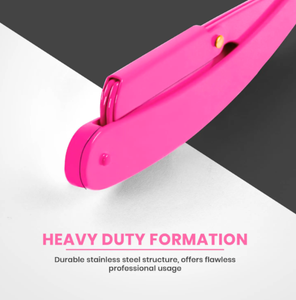 มีดโกนหนวดตัดผมขอบตรงสแตนเลส100% สีชมพูสำหรับมืออาชีพ100แพ็คใบมีดดีไซน์ปลอดภัยสำหรับการกำจัดขนตามร่างกายส่วนบุคคล - Product Image 5