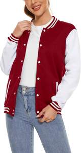 Venta al por mayor Mujeres College Varsity Chaqueta de las mujeres Logo Chenille Bordado Gris Mangas de cuero Letterman Lana Varsity Jacket - Product Image 5