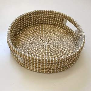 Bandeja para servir algas marinas de forma redonda vietnamita hecha a mano ecológica y decorativa con asas de transporte para almacenamiento de alimentos - Product Image 2