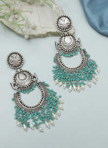 High Quality Niyathi Oxidised Chaandbali Stud Earrings for Women <b>Indian</b> Jewelry with Geometric Design Elegant Fashion - Product Image 3