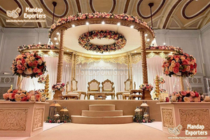 Paisley Design <b>Wedding</b> Wooden Maharani Mandap Bollywood <b>Wedding</b> Traditional Carved Wooden Mandap Hindu <b>Wedding</b> Wooden Mandap USA - Product Image 4