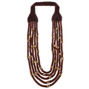 สร้อยคอชั้นลูกปัดไม้และ kundan สร้อยคอเขาควายธรรมชาติทำด้วยมือสินค้าอินเดีย - Product Image 1