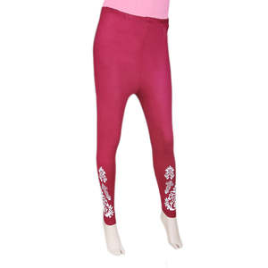 กางเกงรัดรูปพิมพ์ลายสำหรับผู้หญิง-สีน้ำตาลแดง - Product Image 1