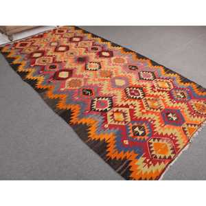 Alfombra Turca Grande de 5.1x9.8 pies, Alfombra Vintage, Alfombra Kilim con Diseño Floral Rojo - Product Image 1