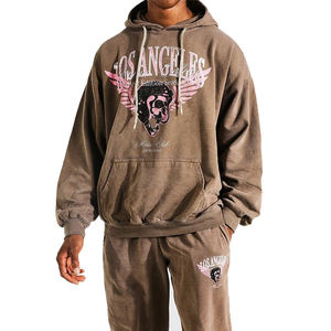 Conjunto Deportivo de 2 Piezas para Hombre, Estilo Lavado Ácido, con Estampado, Hombros Caídos, Sudadera con Capucha y Pantalones, Chándal para Chico - Product Image 2