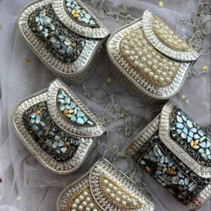 El mejor bolso de mano de Metal étnico hecho a mano para bodas, estilo de moda, cuentas doradas, caja de Metal multicolor, bordado de diamantes de imitación - Product Image 1