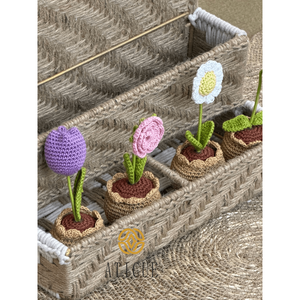 Boîte de rangement décorative en jute et coton tissée à la main de 12 x 6 x 10 pouces pour le salon - Product Image 5