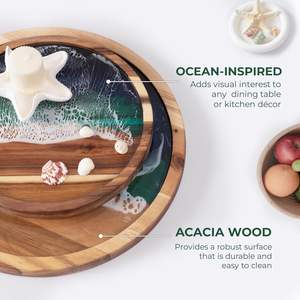 Plateau de service en bois d'océan, artisanal, léger, plateau à charcuterie, plateau à fromage, table de cuisine, technique de gravure écologique - Product Image 2