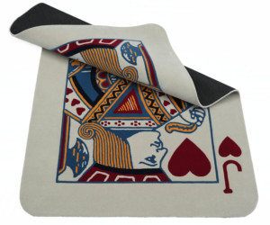 ของตกแต่งบ้านที่ทันสมัยพรมลายแจ็คหัวใจสีแดงแบบพับเป็นชิ้นประดับด้วยเนื้อแกะสลักที่ได้รับแรงบันดาลใจจากการออกแบบโป๊กเกอร์100% ขนสัตว์เป็นมิตรกับสิ่งแวดล้อม - Product Image 1