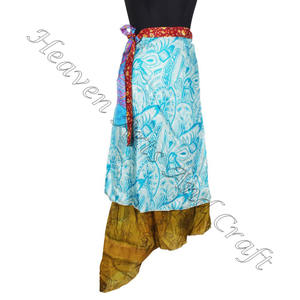 ใหม่กระโปรงยาวผ้าส่าหรีผ้าไหมแท้กลับด้านได้ผ้าดิบ - Product Image 6