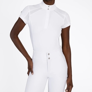 Chemise équestre ventilée pour femmes manches courtes coupe extensible vêtements personnalisés en vrac en gros couche de base haut chemises d'équitation - Product Image 5
