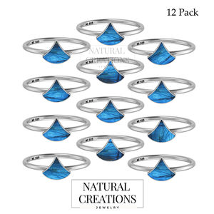 Anillo apilable de Plata de Ley 925, ajuste de bisel, forma de cono de labradorita, rebanada Natural, elegante, moderno, fiesta de boda - Product Image 2