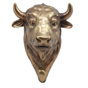 Dernière sculpture murale décorative en forme de tête de lion, design scandinave, faite à la main en aluminium coulé, finition or antique, grande taille - Product Image 5