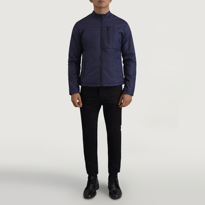 Veste matelassée d'hiver pour hommes de qualité personnalisée en noir avec col montant pour temps froid Veste en jean à logo personnalisé - Product Image 2