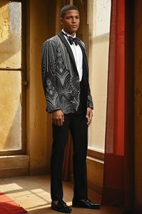 Traje negro transpirable para hombre, traje bordado para hombre, esmoquin hecho a mano para boda, novio, fiesta, chaqueta, pantalones - Product Image 3