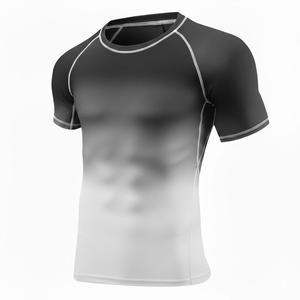 T-shirt de compression anti-UV pour adulte, couleur dégradée, manches courtes, séchage rapide, haut de sport pour la natation, la gym, le surf - Product Image 2