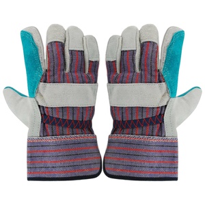 Guantes de trabajo de cuero dividido de piel de vaca resistente con logotipo personalizado, guantes de seguridad de construcción antideslizantes ignífugos anticortes - Product Image 4